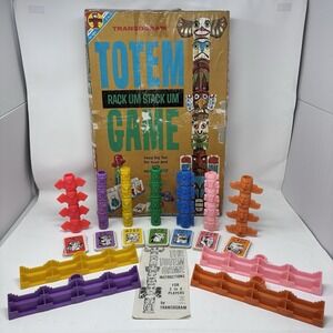 Vintage 1962 Transogram Totem Rack Um Stack Um Game W/ Instructions COMPLETE